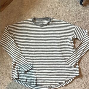Aerie Gray and White Striped Top